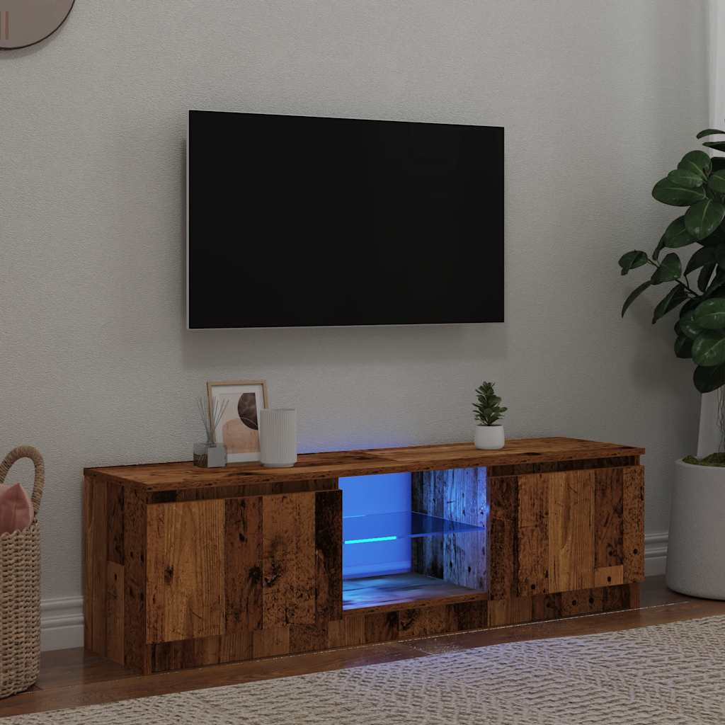 TV Cabinet with LED Lights Old Wood 120x30x36cm Engineered Wood