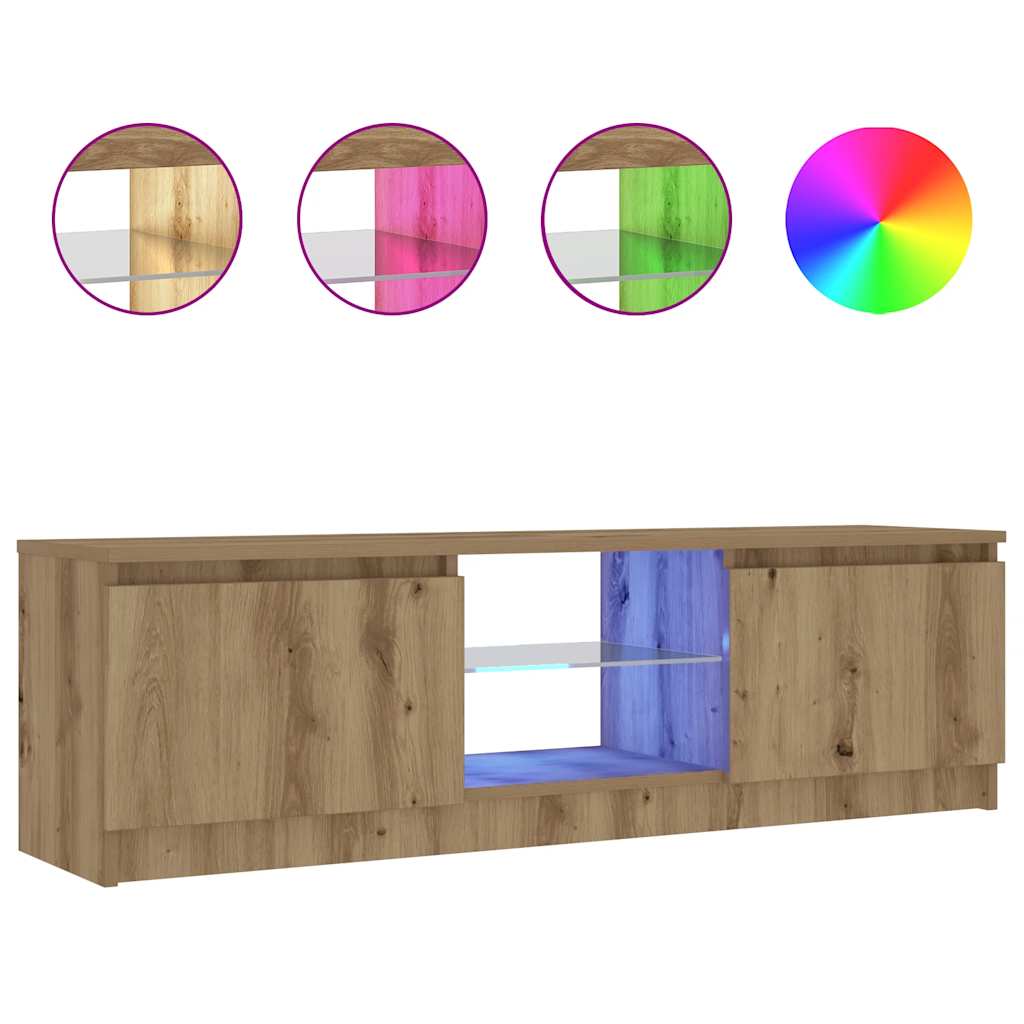 TV Cabinet with LED Lights Artisan Oak 120x30x36 cm