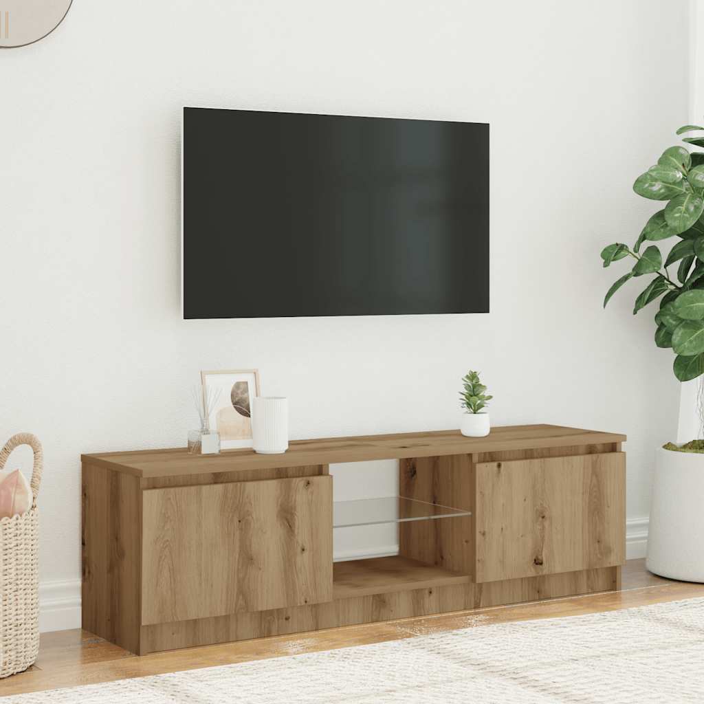 vidaXL TV Cabinet with LED Lights Artisian Oak 120x30x36 cm Engineered Wood