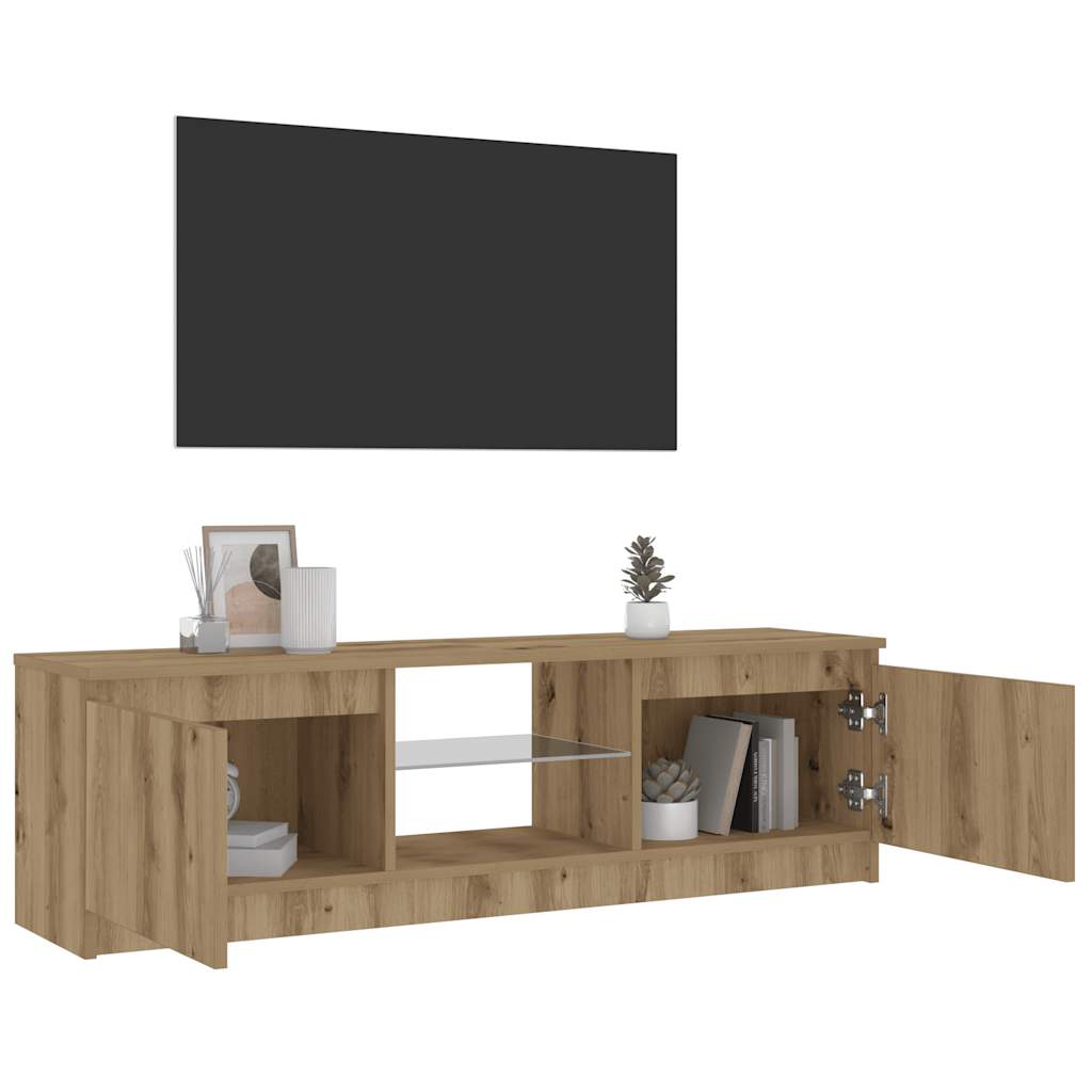 TV Cabinet with LED Lights Artisan Oak 120x30x36 cm