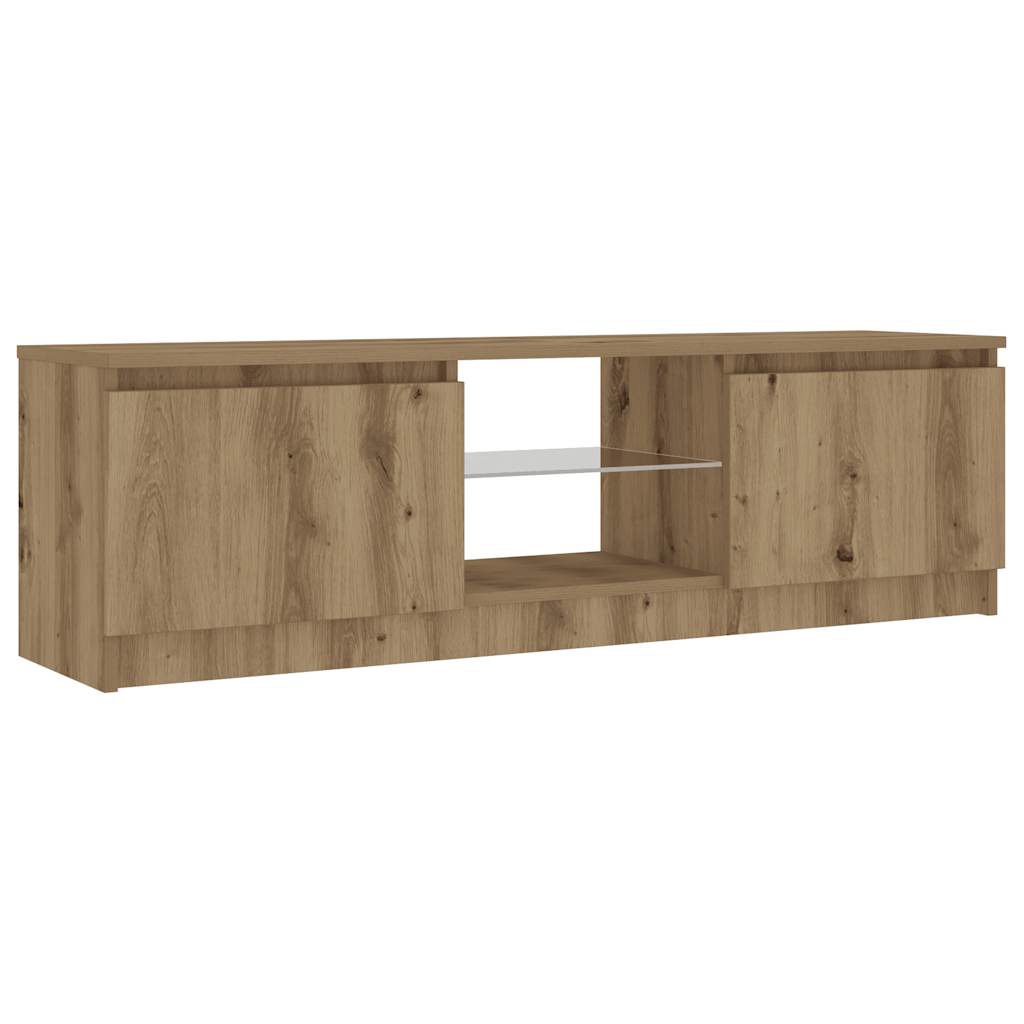 vidaXL TV Cabinet with LED Lights Artisian Oak 120x30x36 cm Engineered Wood