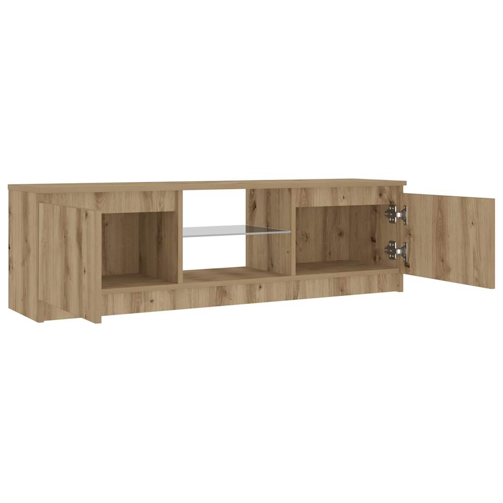 vidaXL TV Cabinet with LED Lights Artisian Oak 120x30x36 cm Engineered Wood