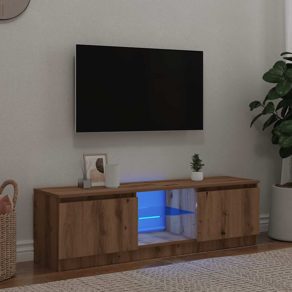 TV Cabinet with LED Lights Artisan Oak 120x30x36 cm