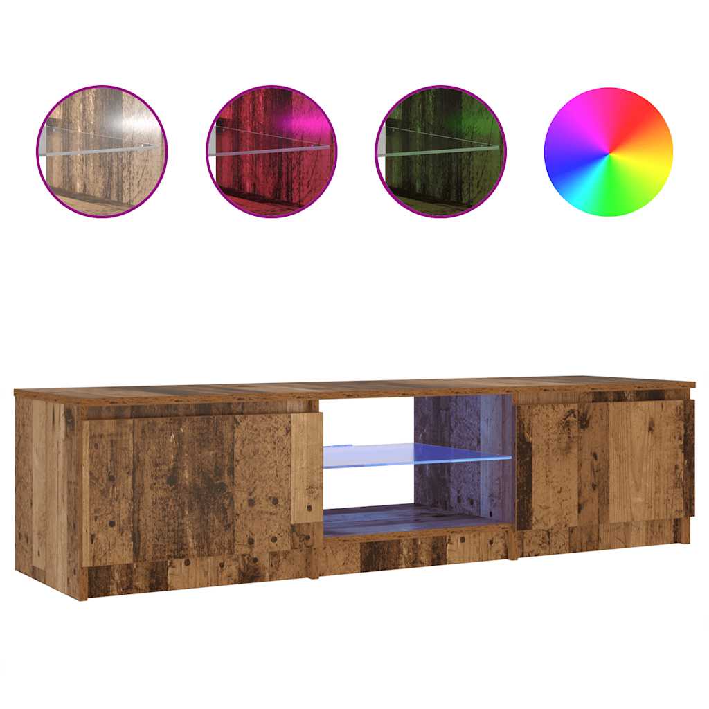 TV Cabinet with LED Lights Old Wood 140x40x36cm Engineered Wood