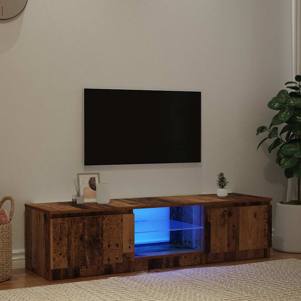 TV Cabinet with LED Lights Old Wood 140x40x36cm Engineered Wood