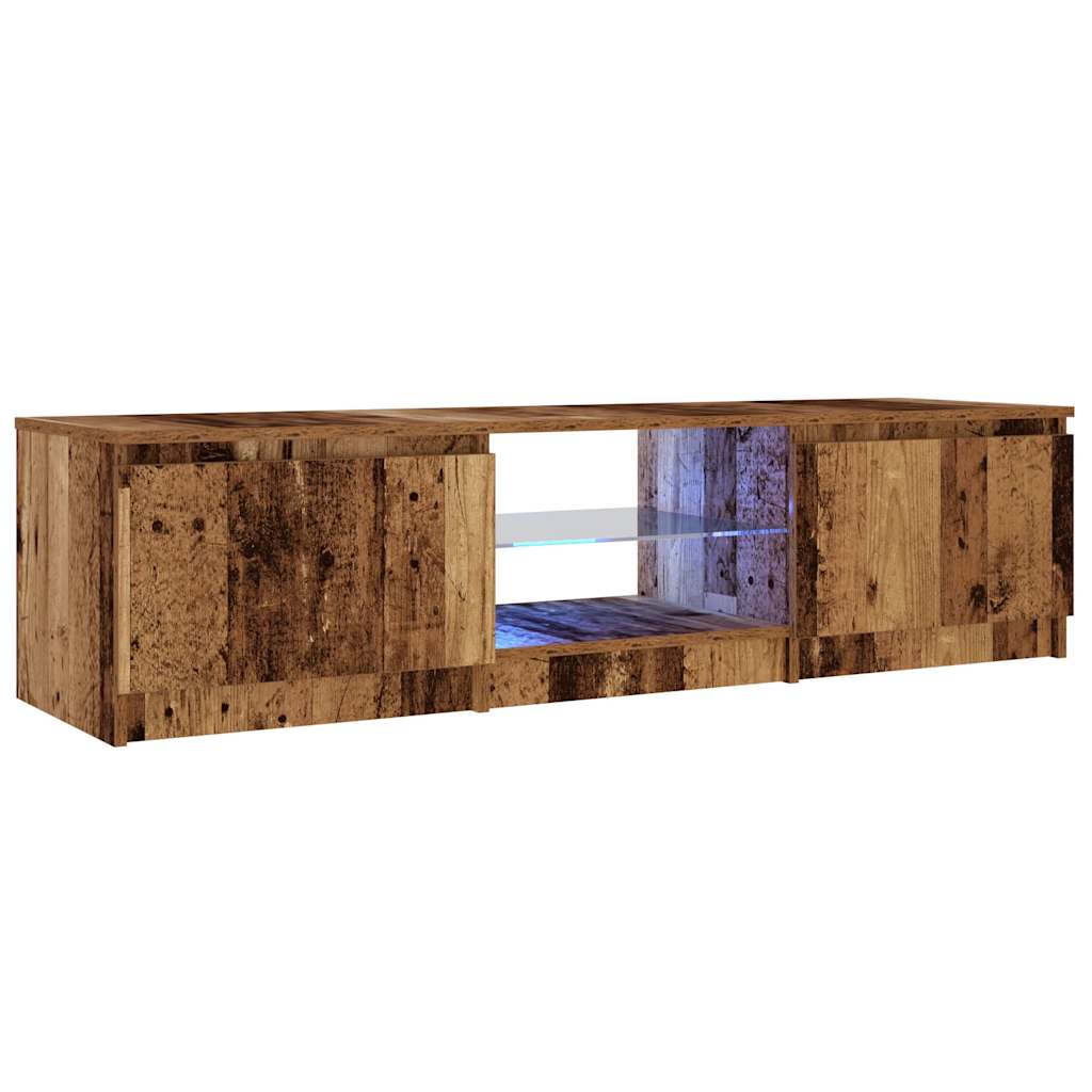 vidaXL TV Cabinet with LED Lights Old Wood 140x40x35.5 cm Engineered Wood