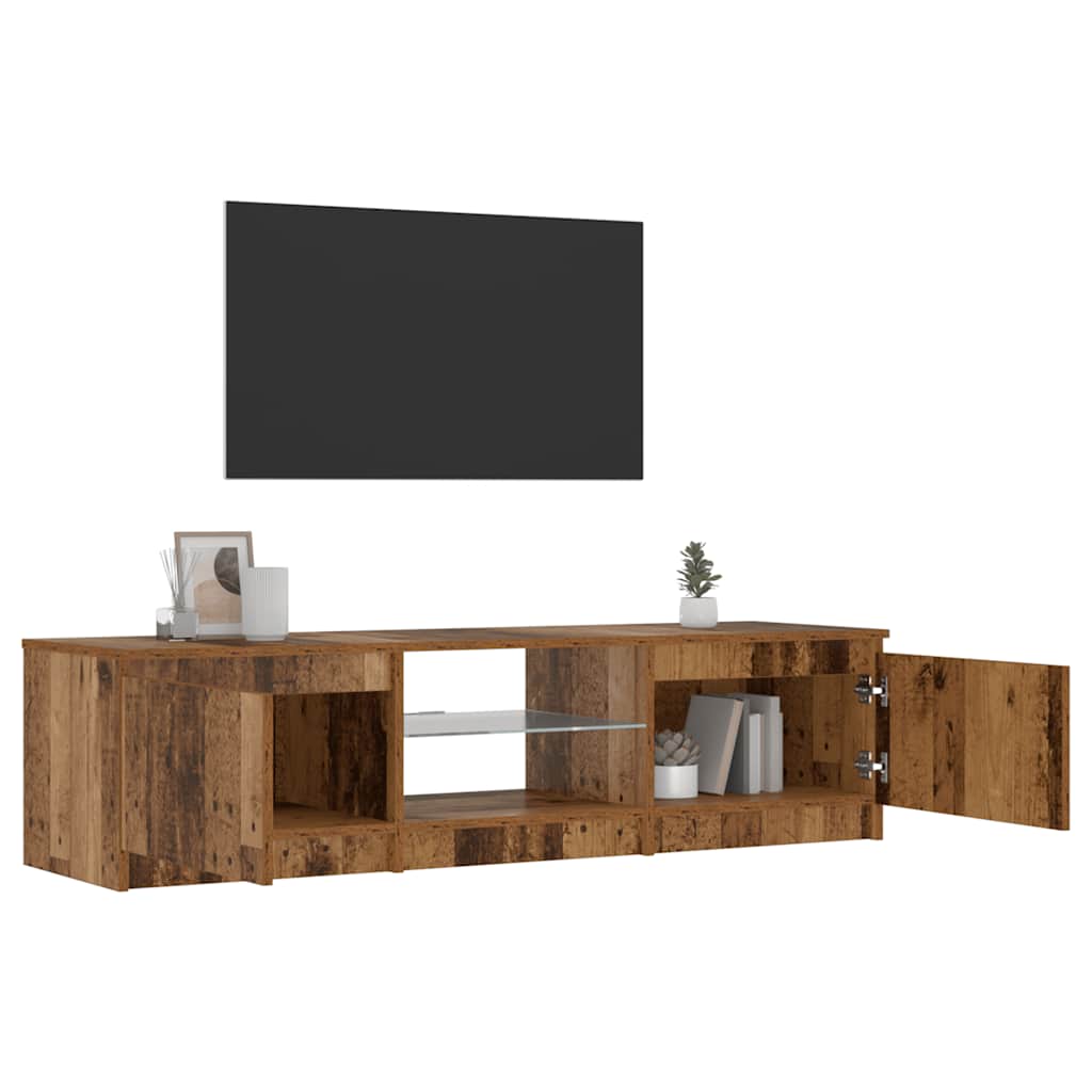 TV Cabinet with LED Lights Old Wood 140x40x36cm Engineered Wood
