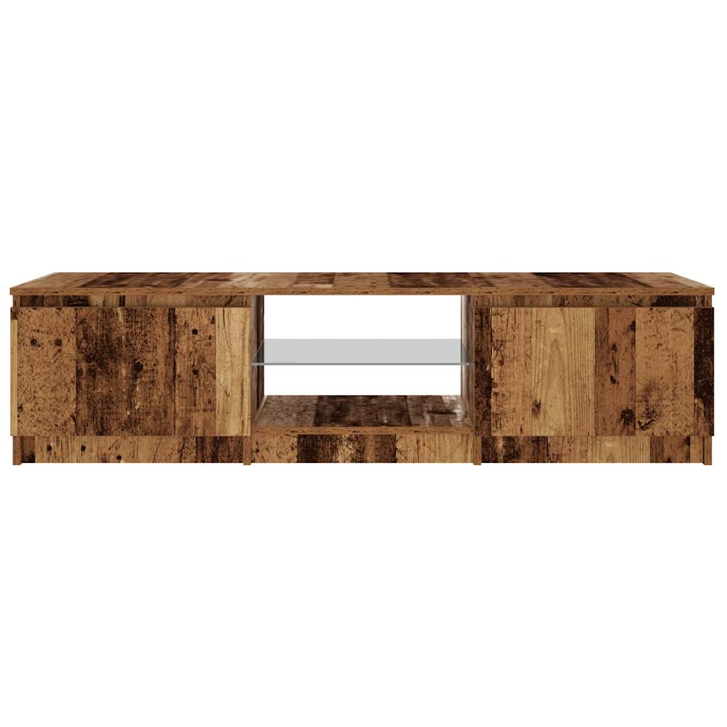 vidaXL TV Cabinet with LED Lights Old Wood 140x40x35.5 cm Engineered Wood