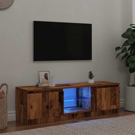 vidaXL TV Cabinet with LED Lights Old Wood 140x40x35.5 cm Engineered Wood