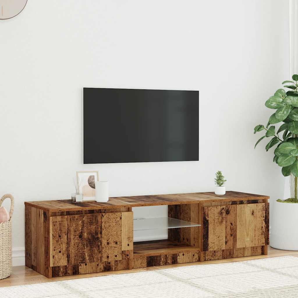 TV Cabinet with LED Lights Old Wood 140x40x36cm Engineered Wood