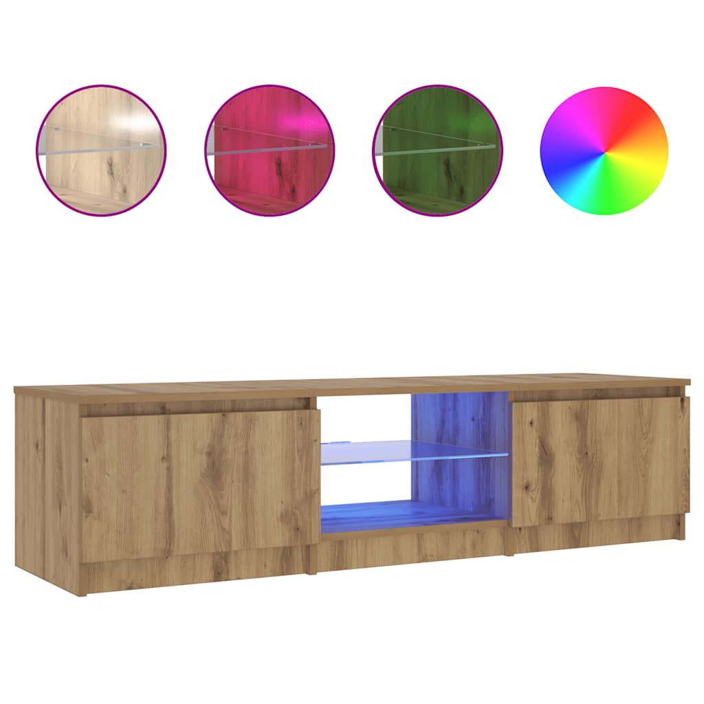 TV Cabinet with LED Lights Artisan Oak 140x40x36 cm