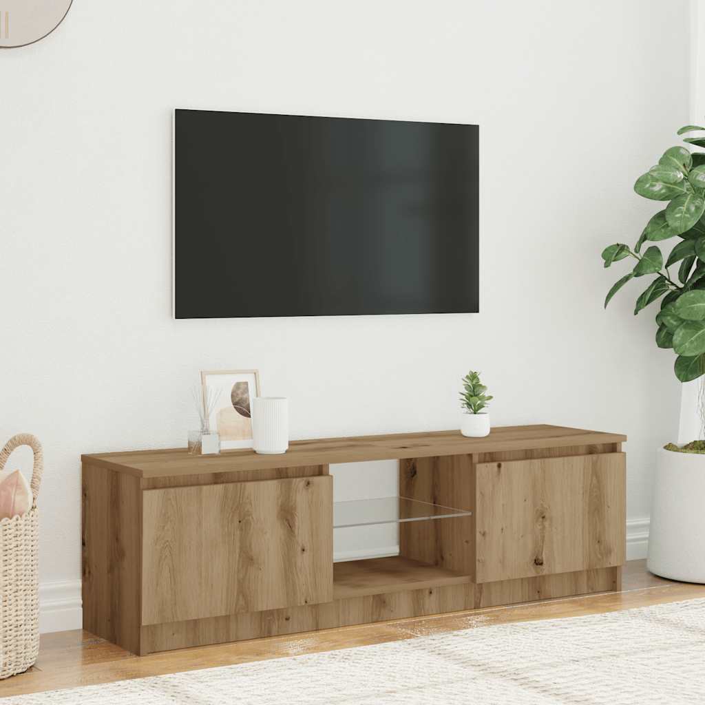 vidaXL TV Cabinet with LED Lights Artisian Oak 140x40x35.5 cm Engineered Wood