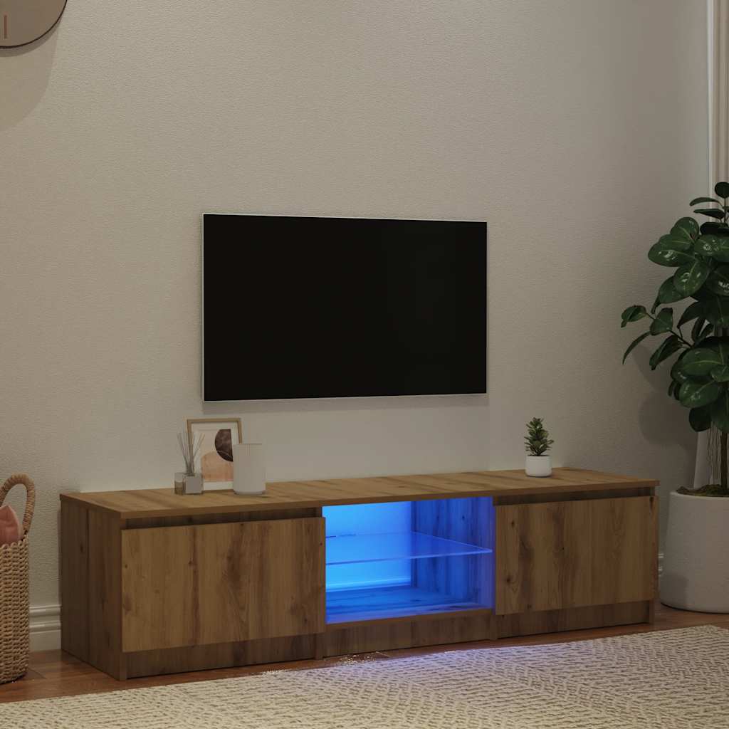 TV Cabinet with LED Lights Artisan Oak 140x40x36 cm