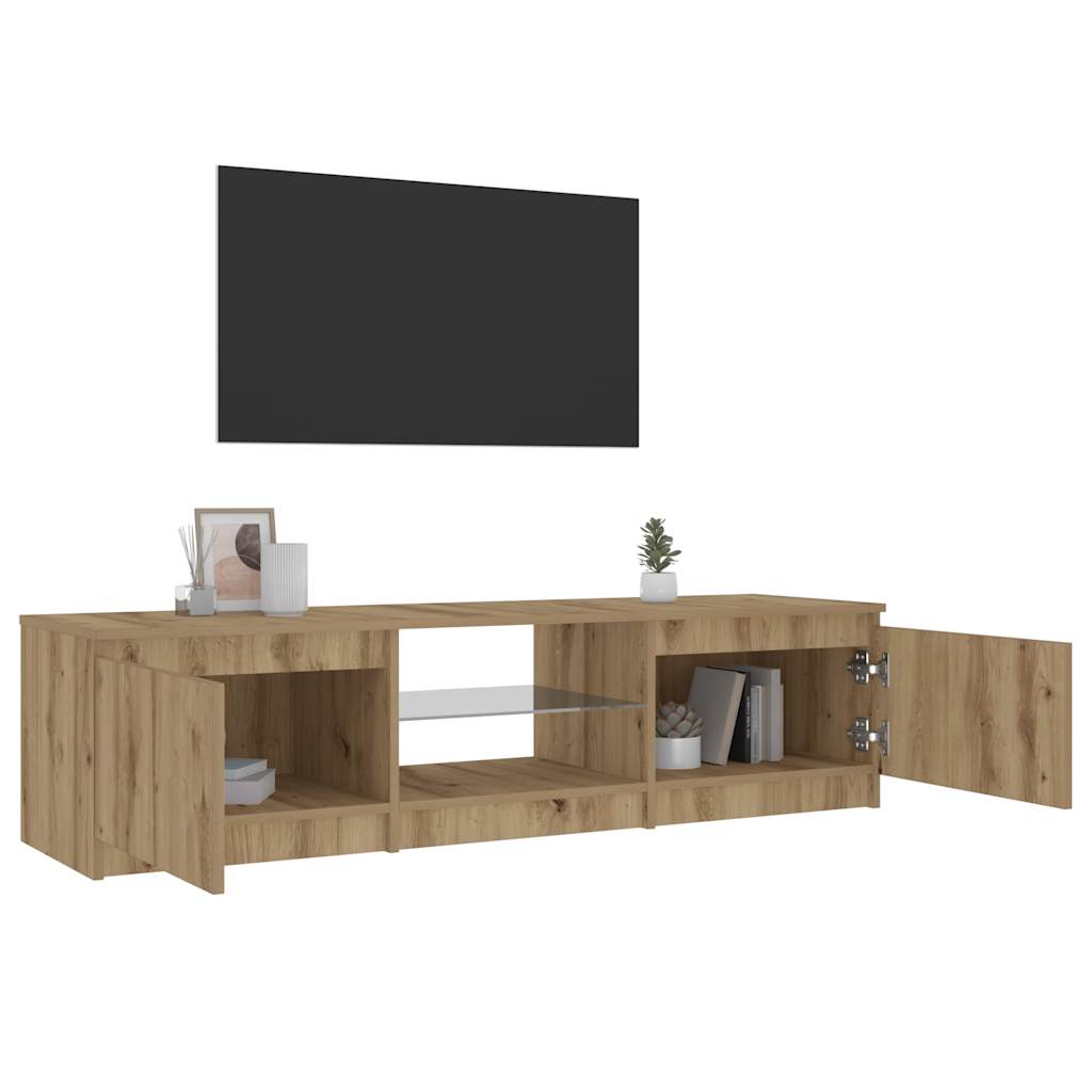 vidaXL TV Cabinet with LED Lights Artisian Oak 140x40x35.5 cm Engineered Wood