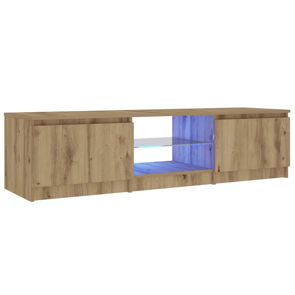 vidaXL TV Cabinet with LED Lights Artisian Oak 140x40x35.5 cm Engineered Wood