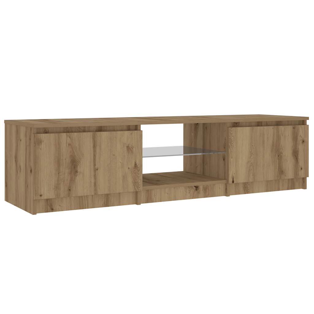 vidaXL TV Cabinet with LED Lights Artisian Oak 140x40x35.5 cm Engineered Wood