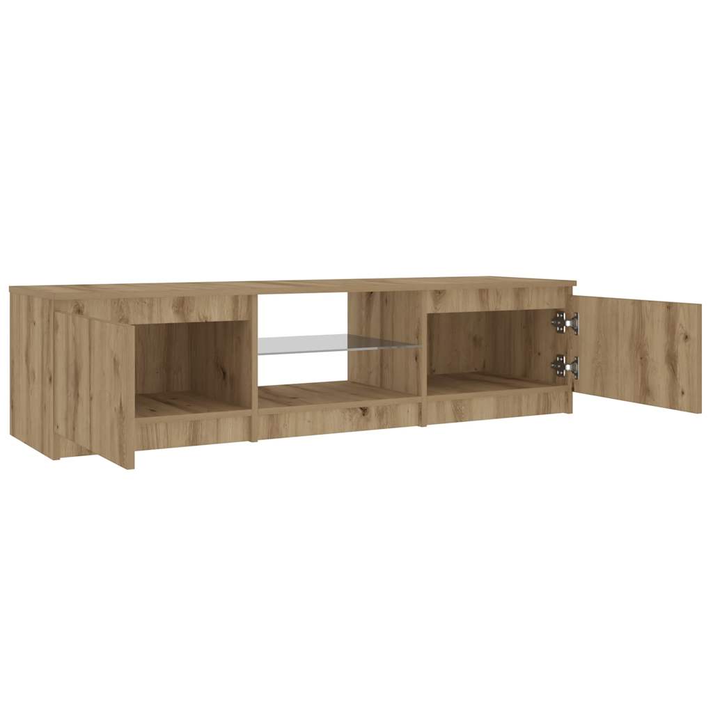 vidaXL TV Cabinet with LED Lights Artisian Oak 140x40x35.5 cm Engineered Wood