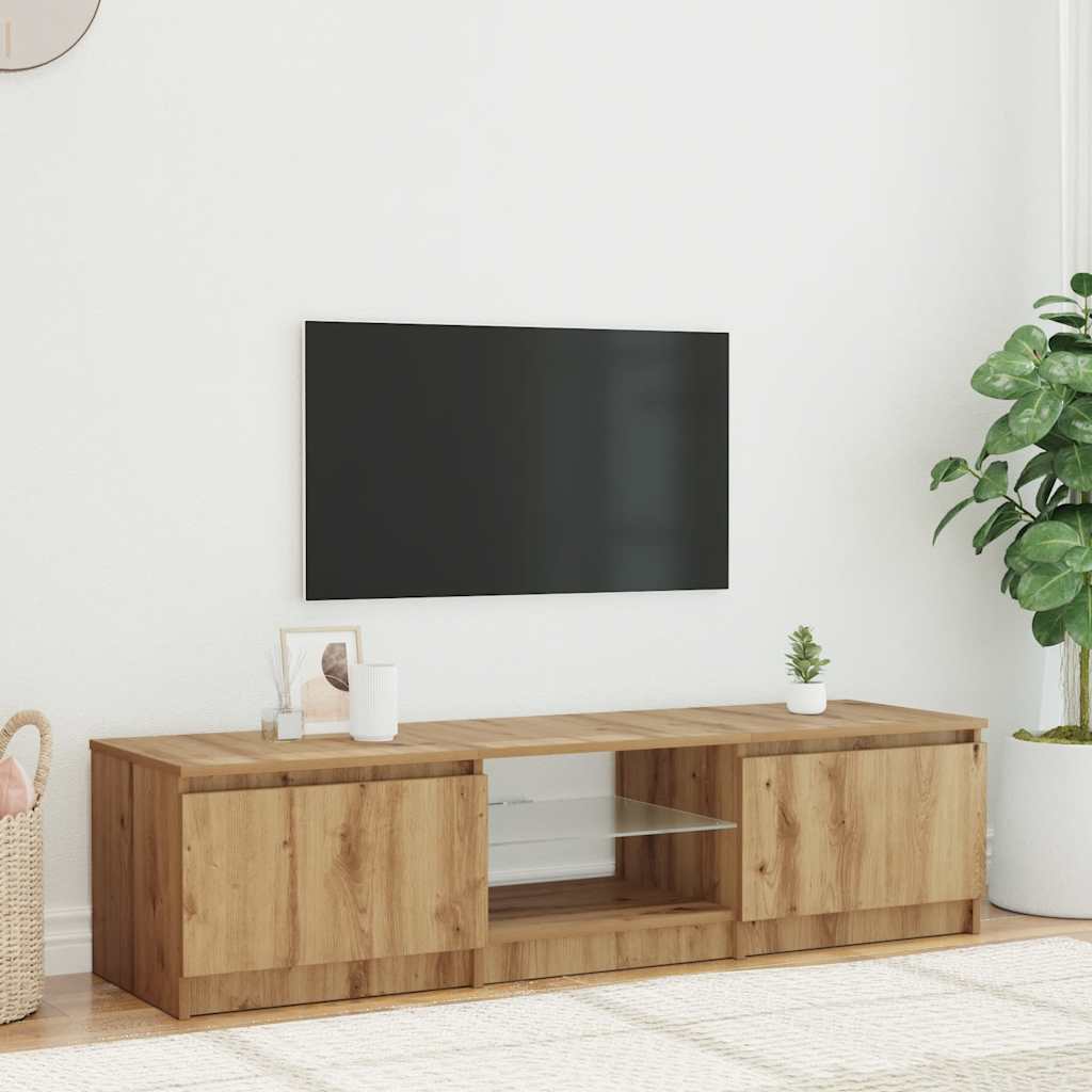 TV Cabinet with LED Lights Artisan Oak 140x40x36 cm