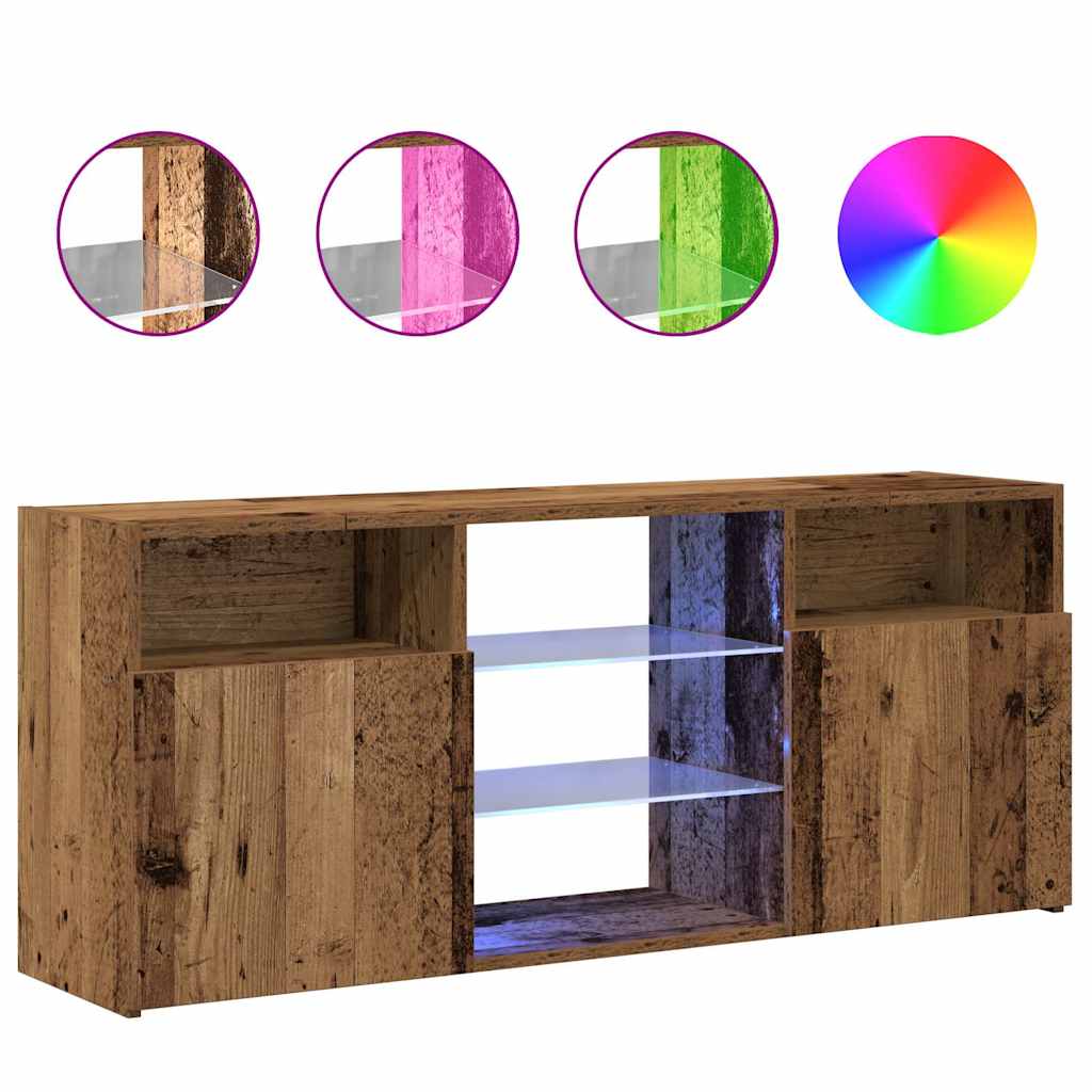 TV Cabinet with LED Lights Old Wood 120x30x50cm Engineered Wood