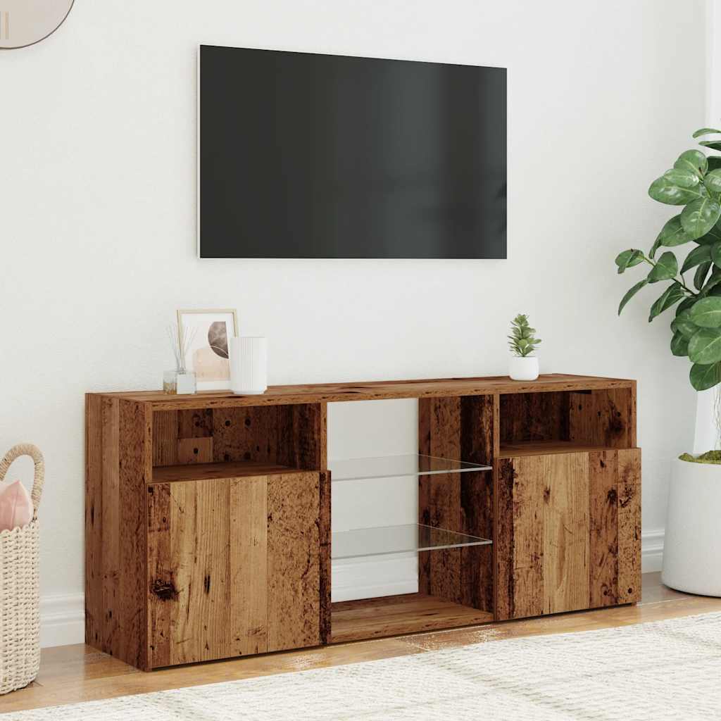 vidaXL TV Cabinet with LED Lights Old Wood 120x30x50 cm Engineered Wood