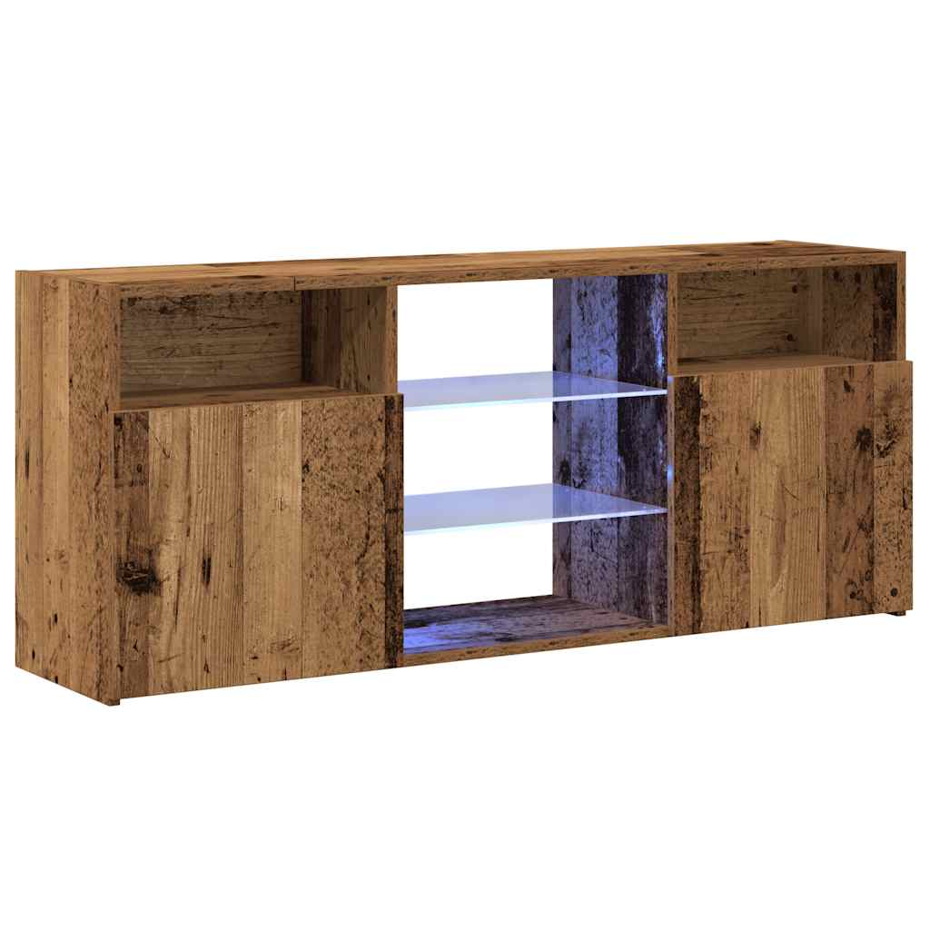 TV Cabinet with LED Lights Old Wood 120x30x50cm Engineered Wood