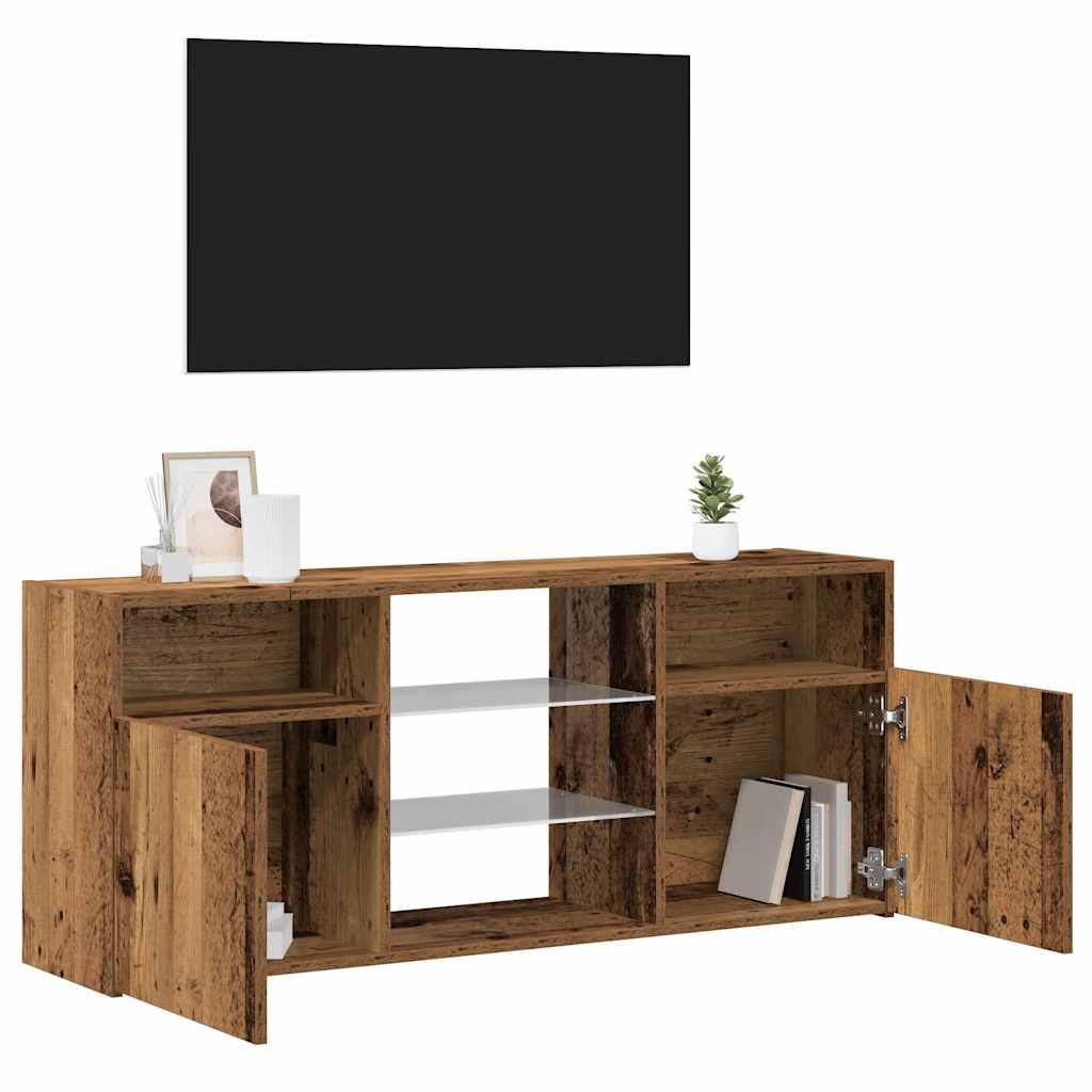 TV Cabinet with LED Lights Old Wood 120x30x50cm Engineered Wood