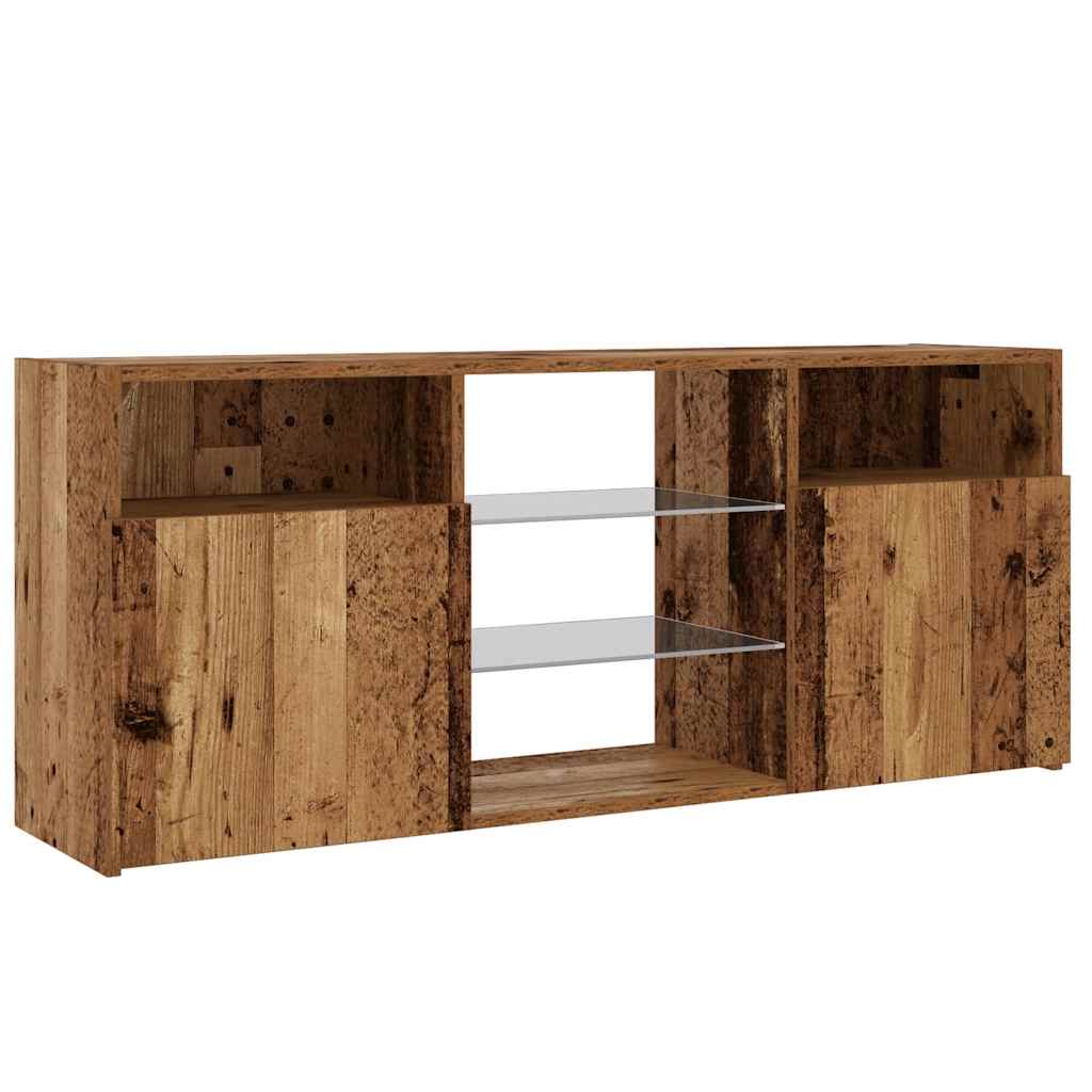 vidaXL TV Cabinet with LED Lights Old Wood 120x30x50 cm Engineered Wood