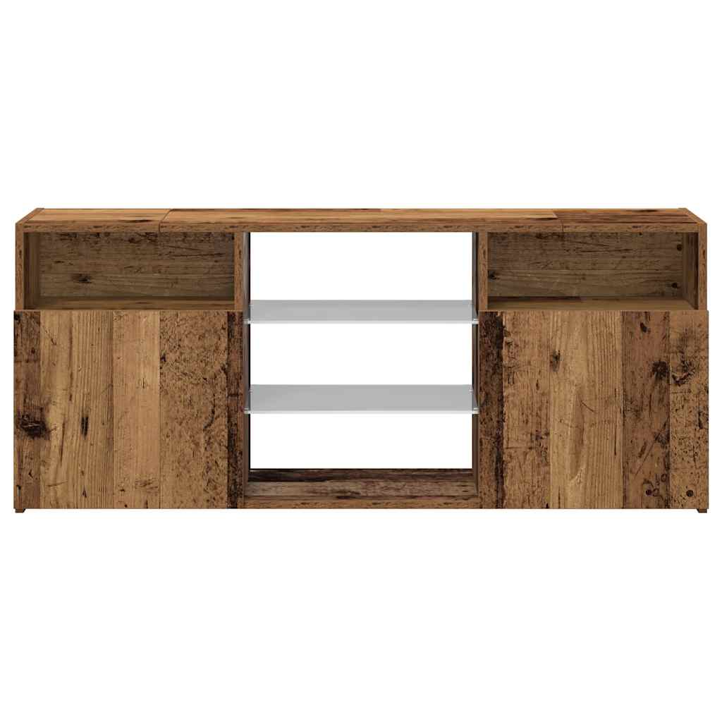 TV Cabinet with LED Lights Old Wood 120x30x50cm Engineered Wood