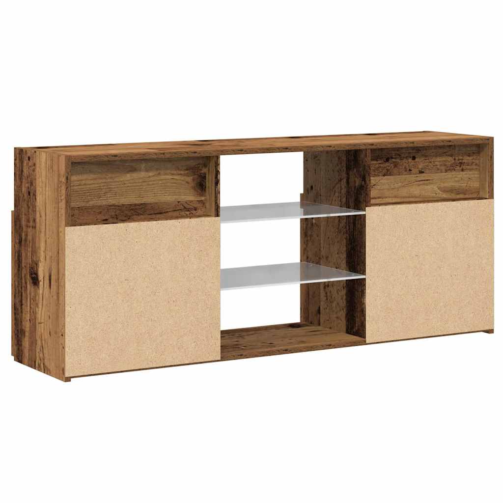 TV Cabinet with LED Lights Old Wood 120x30x50cm Engineered Wood