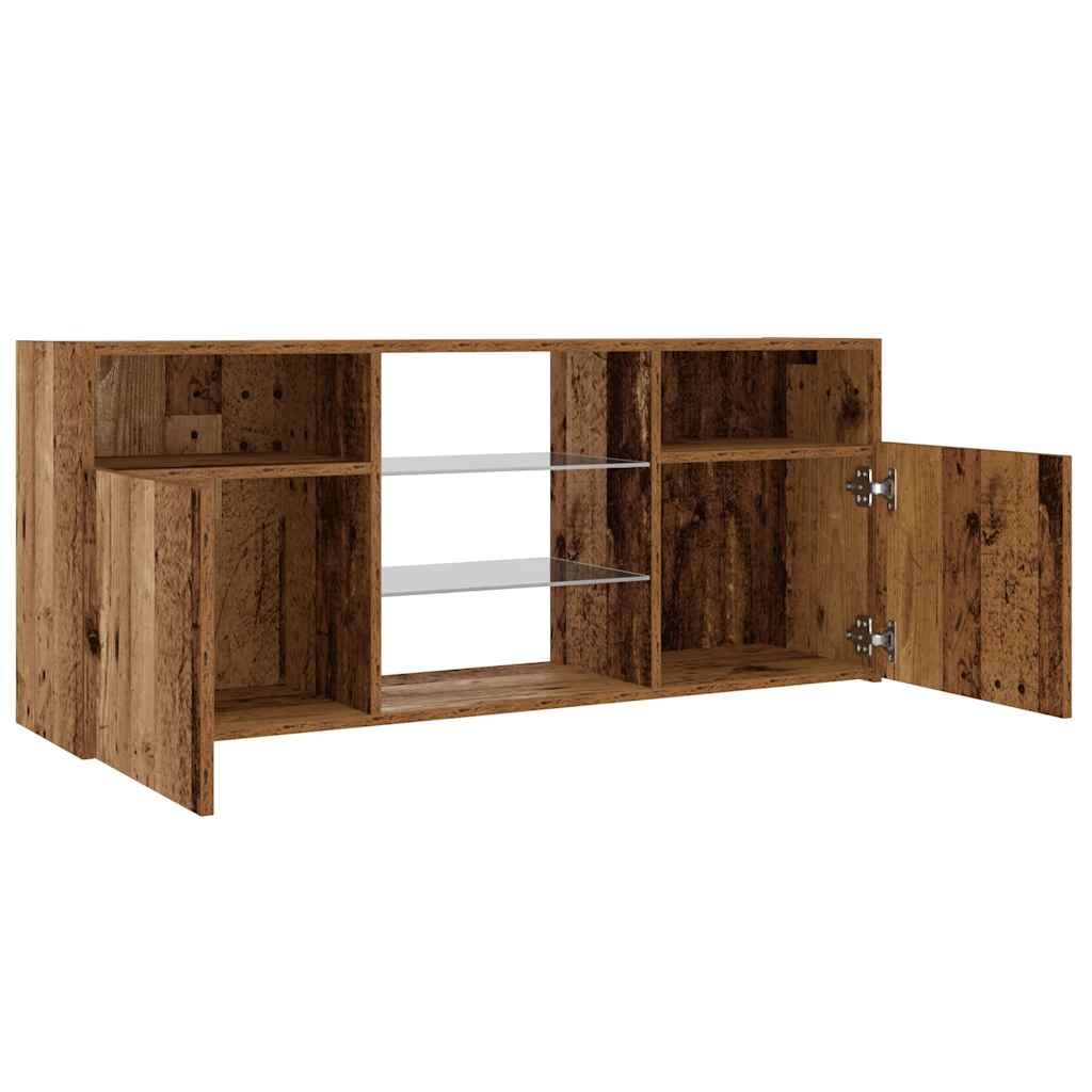 vidaXL TV Cabinet with LED Lights Old Wood 120x30x50 cm Engineered Wood