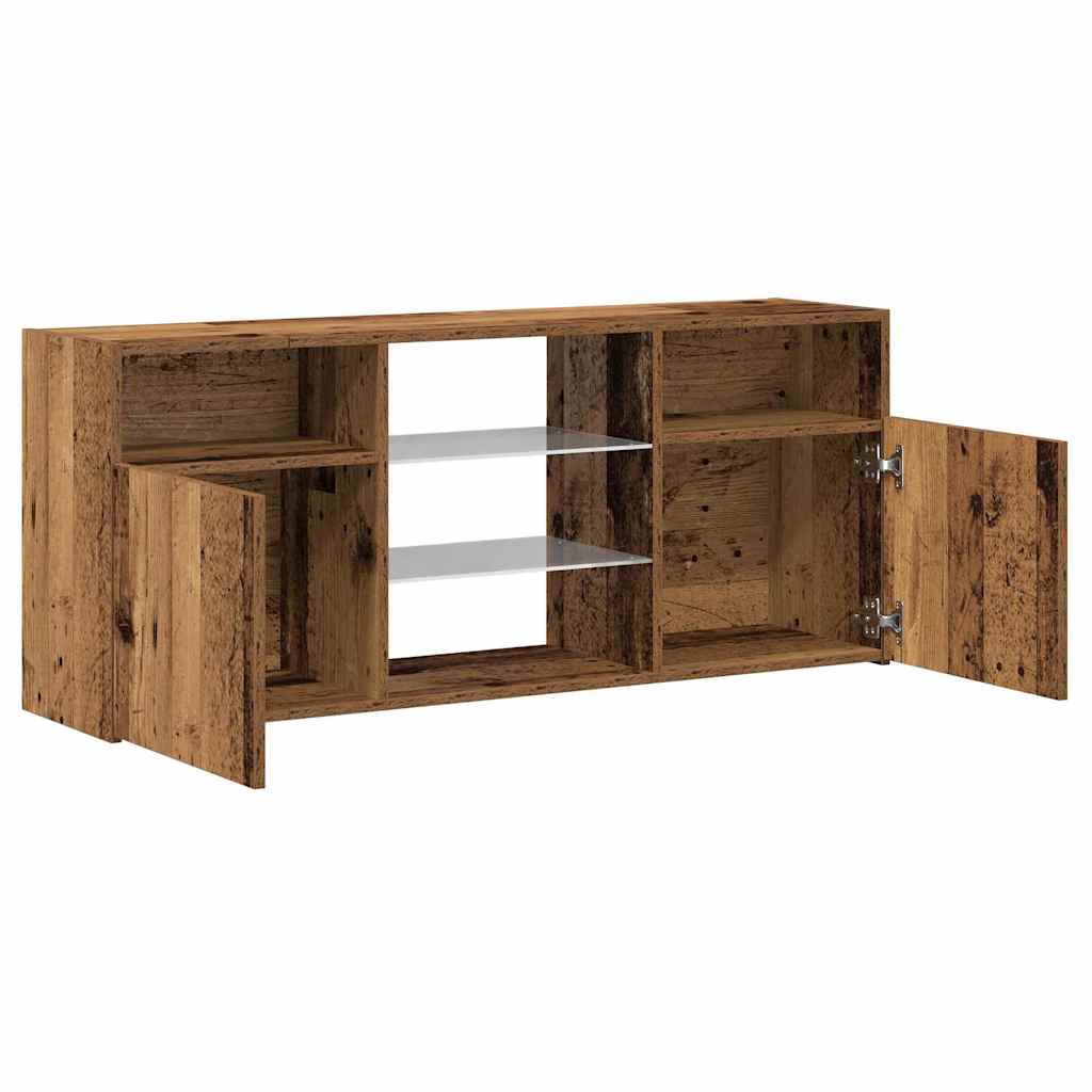 TV Cabinet with LED Lights Old Wood 120x30x50cm Engineered Wood