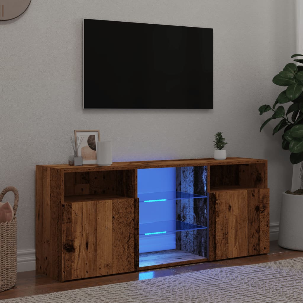 vidaXL TV Cabinet with LED Lights Old Wood 120x30x50 cm Engineered Wood