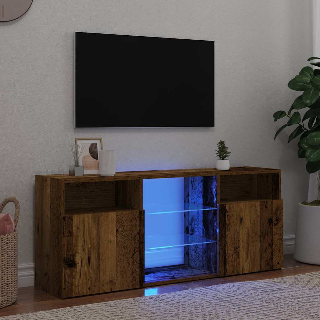 TV Cabinet with LED Lights Old Wood 120x30x50cm Engineered Wood