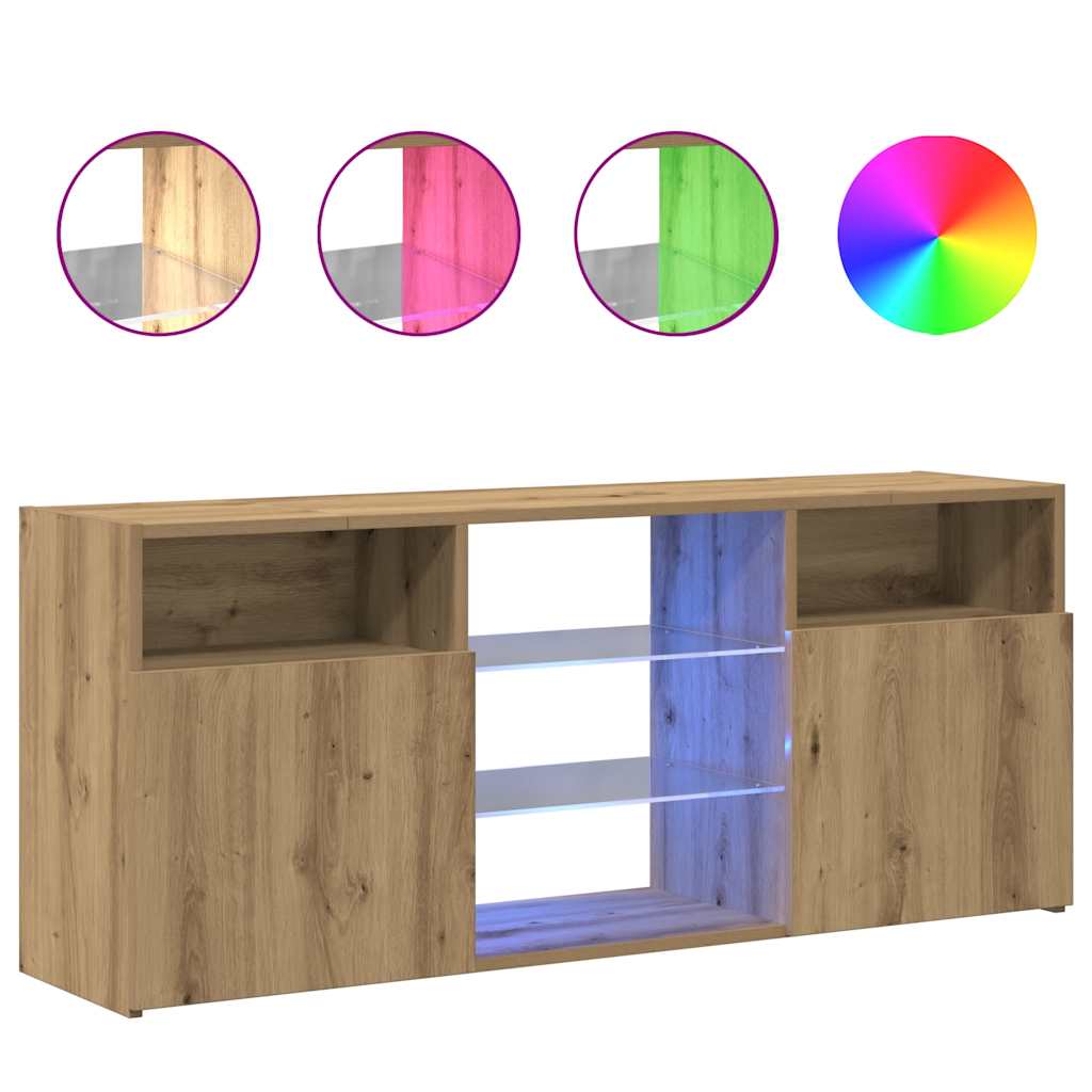 TV Cabinet with LED Lights Artisan Oak 120x30x50 cm