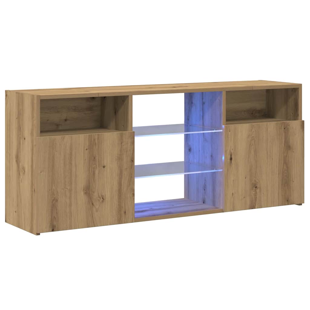TV Cabinet with LED Lights Artisan Oak 120x30x50 cm