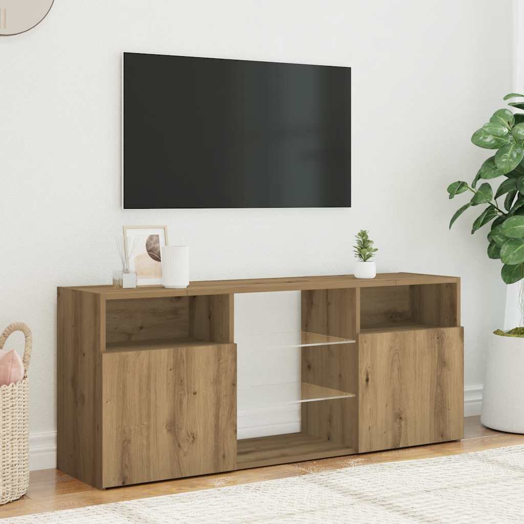 TV Cabinet with LED Lights Artisan Oak 120x30x50 cm