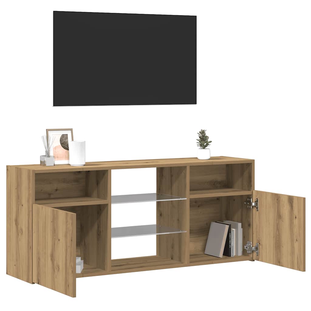TV Cabinet with LED Lights Artisan Oak 120x30x50 cm
