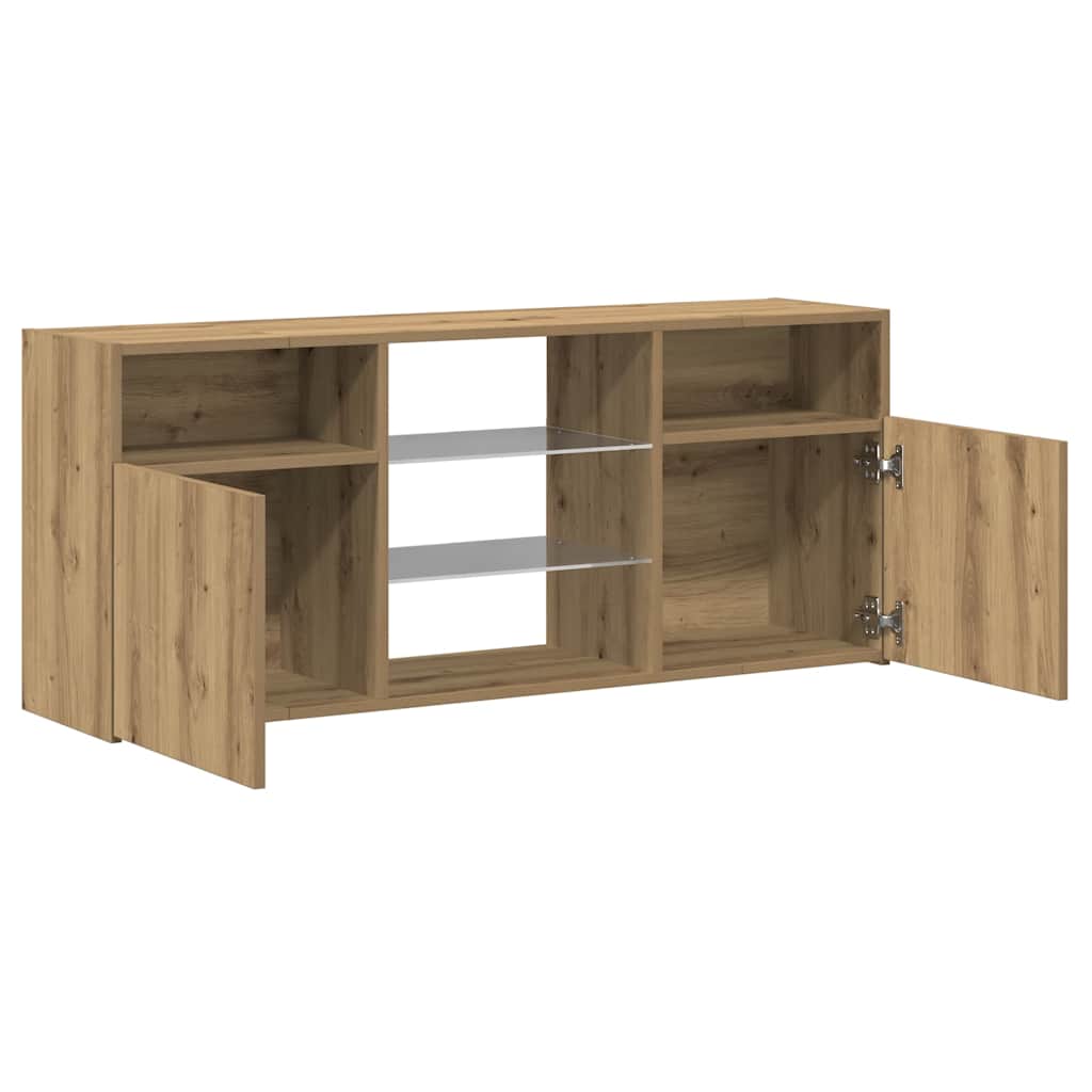TV Cabinet with LED Lights Artisan Oak 120x30x50 cm