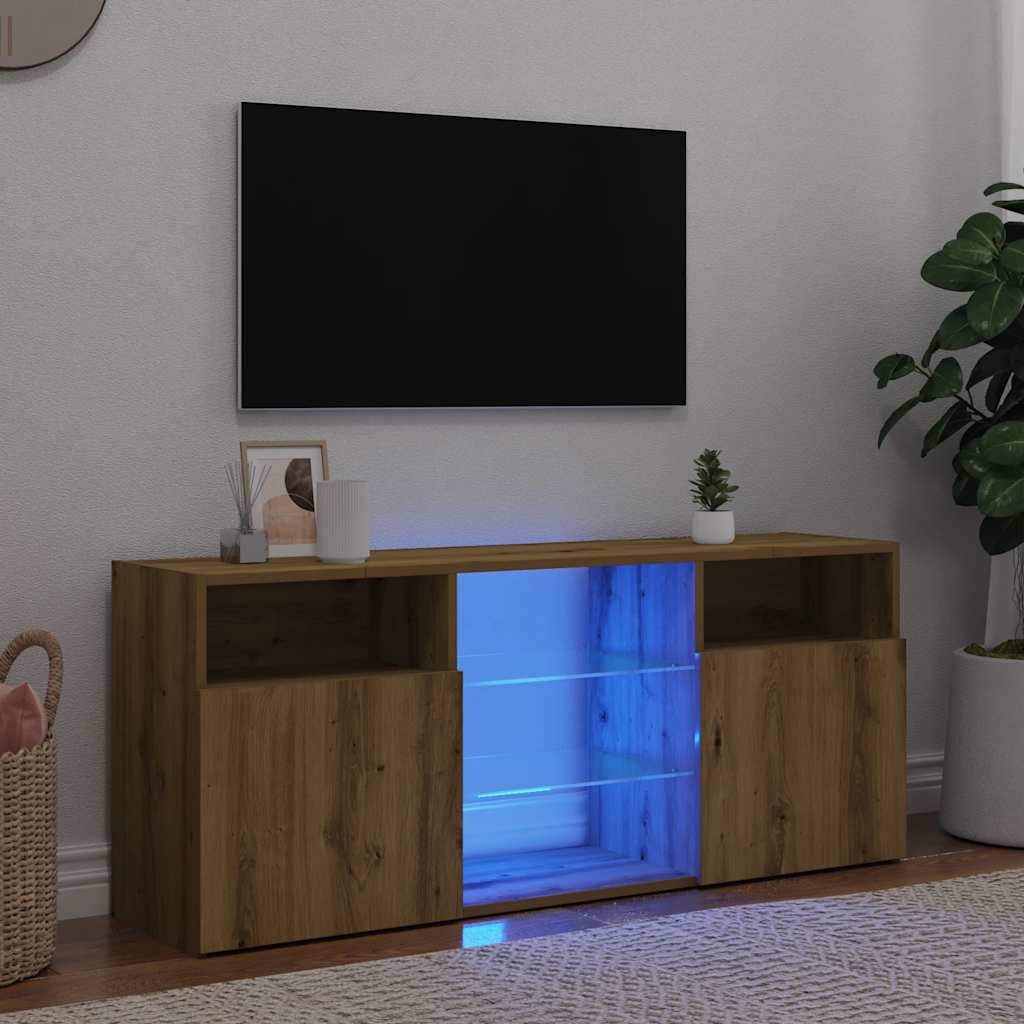 TV Cabinet with LED Lights Artisan Oak 120x30x50 cm