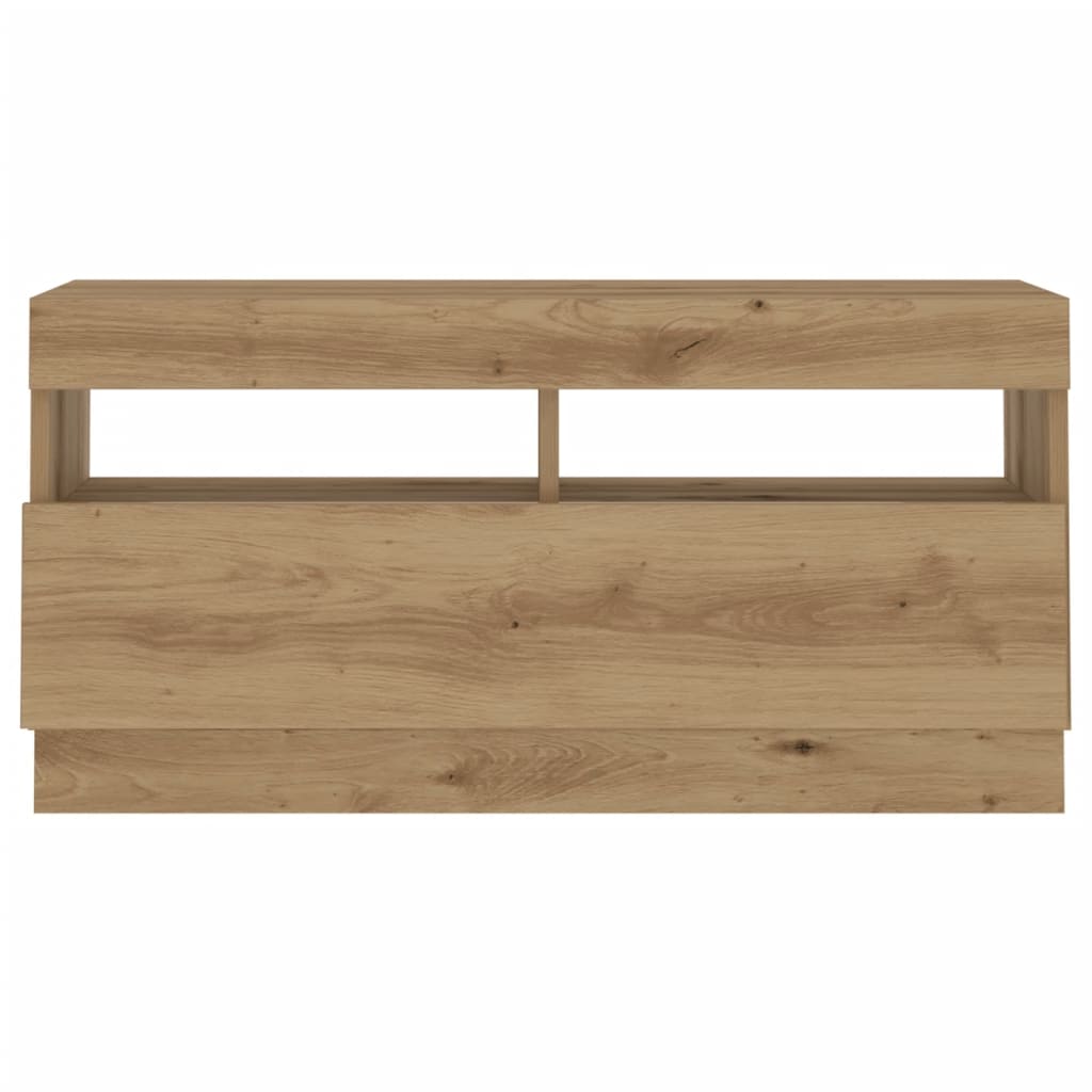 vidaXL TV Cabinet with LED Lights Artisian Oak 80x35x40 cm Engineered Wood