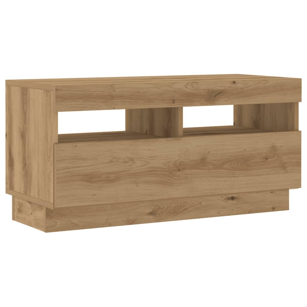 vidaXL TV Cabinet with LED Lights Artisian Oak 80x35x40 cm Engineered Wood