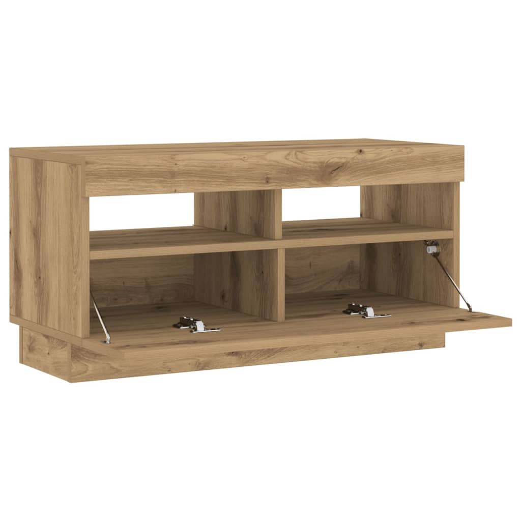 vidaXL TV Cabinet with LED Lights Artisian Oak 80x35x40 cm Engineered Wood