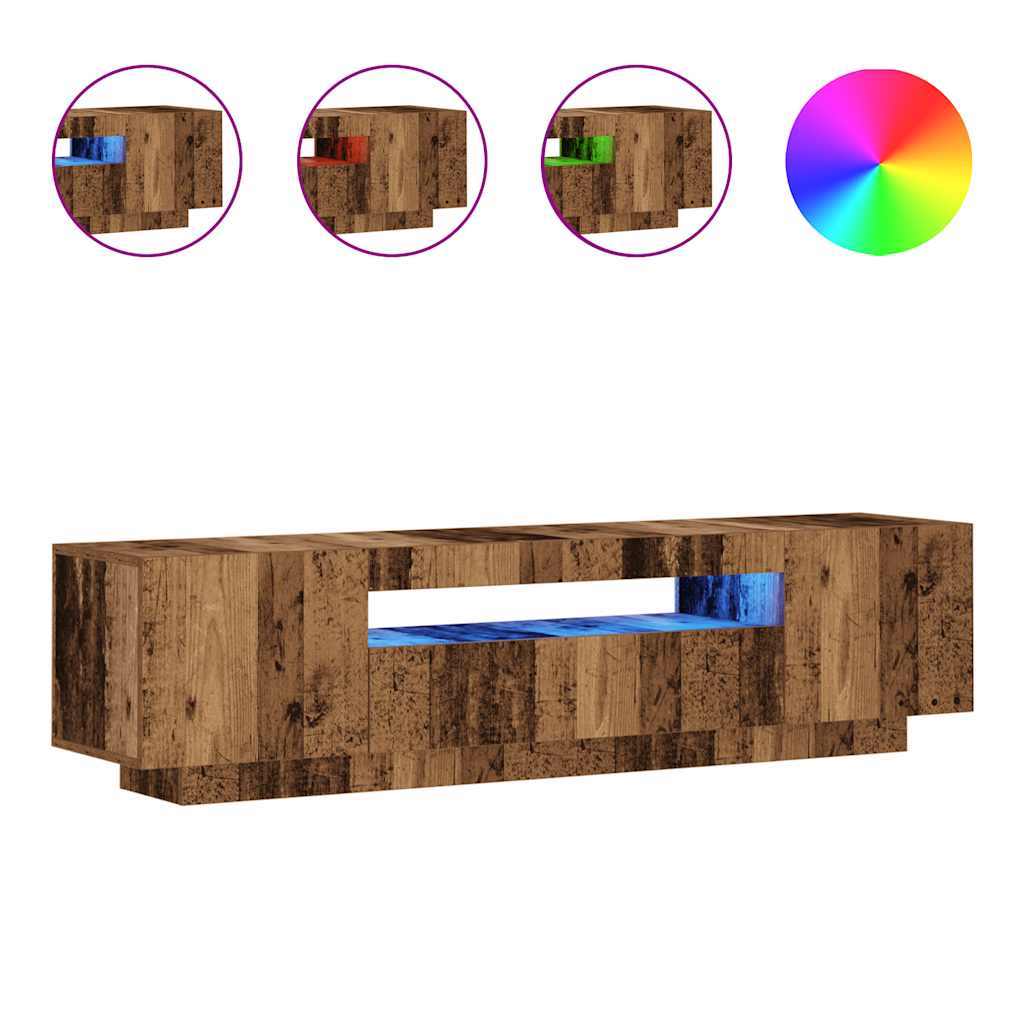TV Cabinet with LED Lights Old Wood 160x35x40cm Engineered Wood