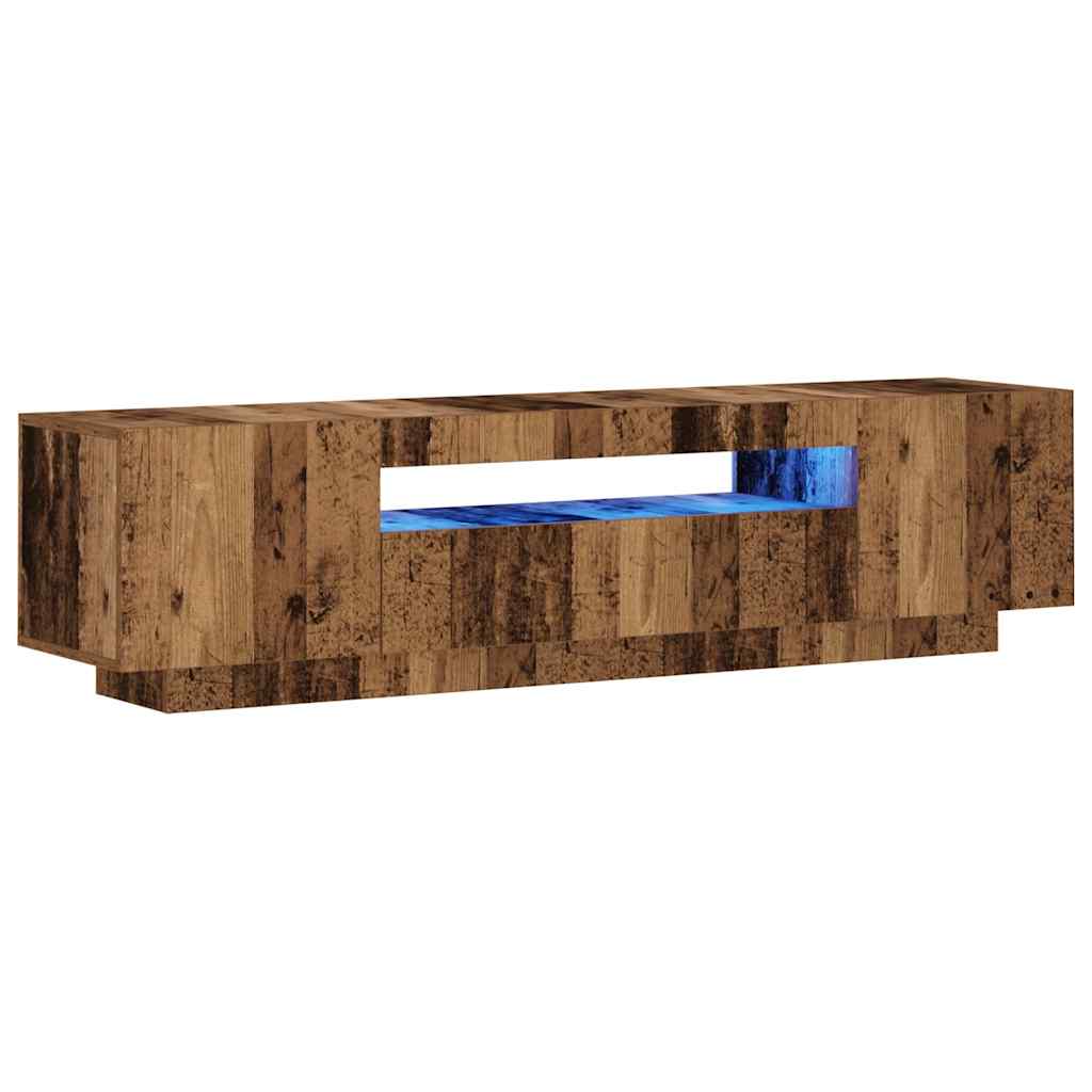 TV Cabinet with LED Lights Old Wood 160x35x40cm Engineered Wood