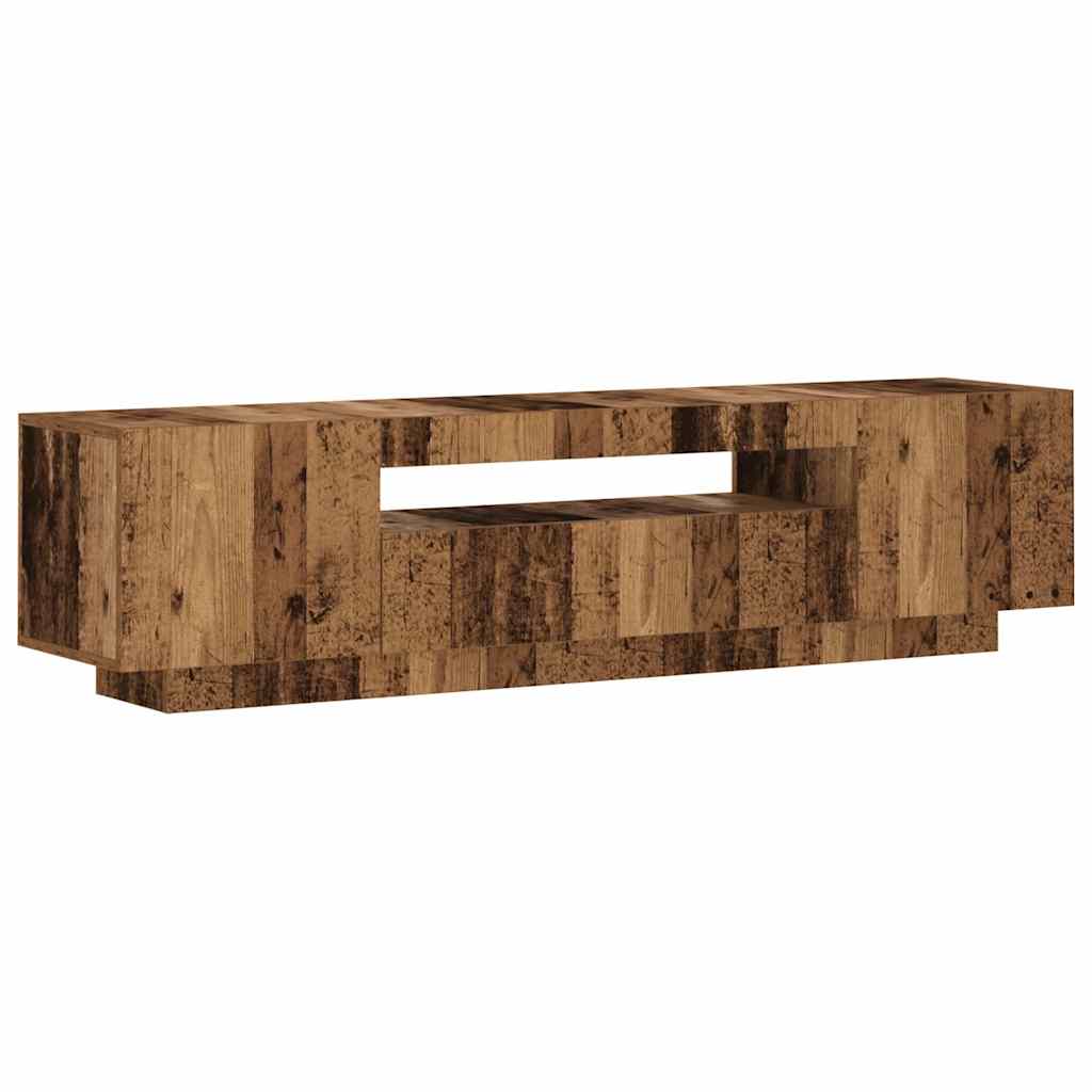 TV Cabinet with LED Lights Old Wood 160x35x40cm Engineered Wood