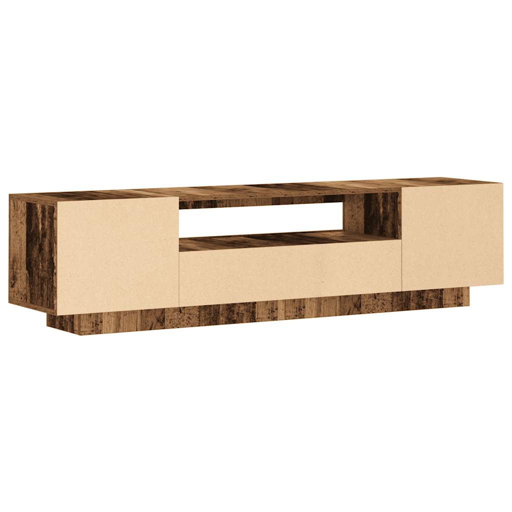 TV Cabinet with LED Lights Old Wood 160x35x40cm Engineered Wood