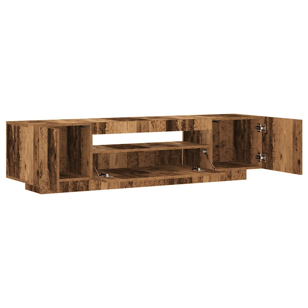 TV Cabinet with LED Lights Old Wood 160x35x40cm Engineered Wood