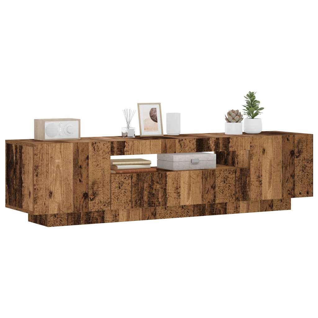 TV Cabinet with LED Lights Old Wood 160x35x40cm Engineered Wood