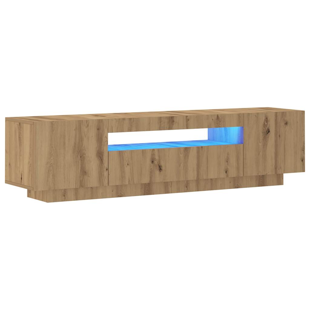 TV Cabinet with LED Lights Artisian Oak 160x35x40 cm Engineered Wood