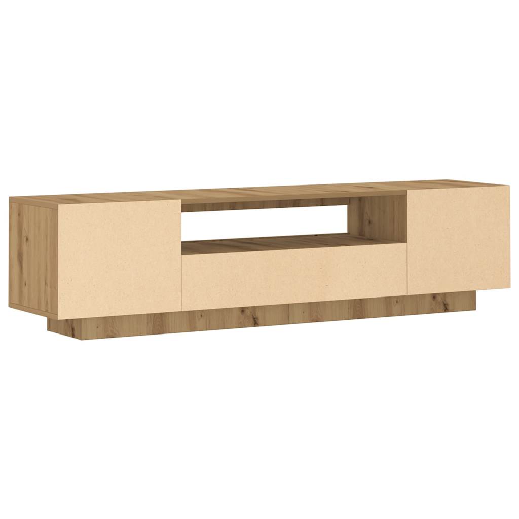 TV Cabinet with LED Lights Artisian Oak 160x35x40 cm Engineered Wood